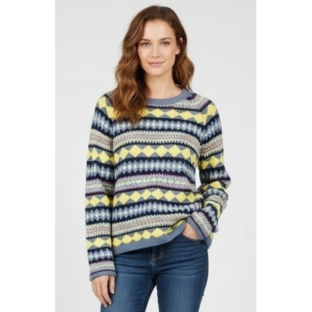 Style & Co Fair Sweater Women's Size PL Isle Geometric Pullover Cotton Travel